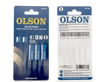 OLSON Jigsaw Blades, 5-Piece, 3 inch 21TPI, T-Shank, Straight Cuts in Metal (JG118A)