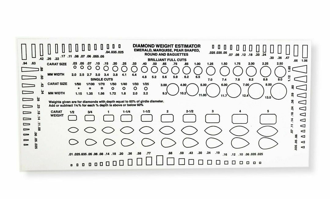 thumbnail image 2 of EuroTool Diamond & Gemstone Estimator Gauge - 36 Stone Sizes, Pocket Fan Gauge 2 of 6