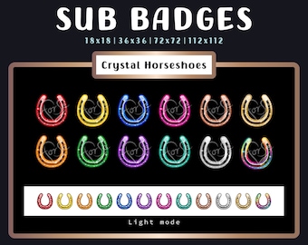 Crystal horseshoe sub badges, twitch horse shoe stream bit badges