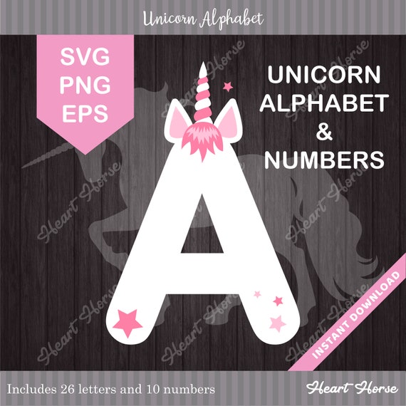 Download White Unicorn Alphabet Unicorn Svg Unicorn Font Unicorn Etsy PSD Mockup Templates