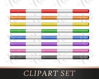 Equestrian Jump Poles Clipart: Rainbow Horse Training (Digital File)