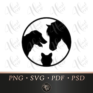 Horse, dog and cat silhouette svg, animals svg, horse dog cat svg, equine, canine, feline