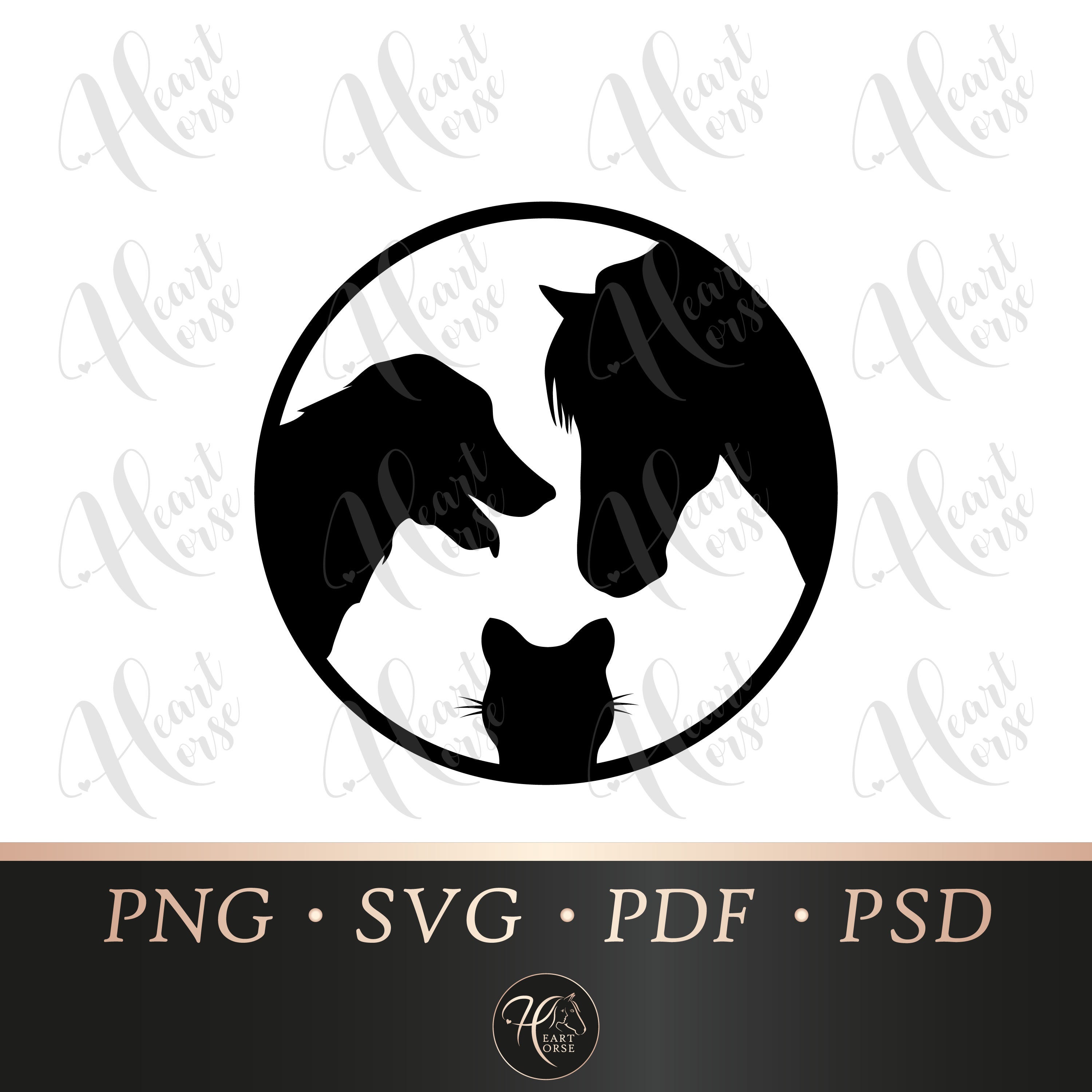 Horse, Dog and Cat Silhouette Svg, Animals Svg, Horse Dog Cat Svg