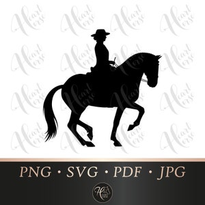 Silhouette de cheval espagnole, graphique de dressage, piaffe, clipart équine, fichier de coupe de cheval de svg