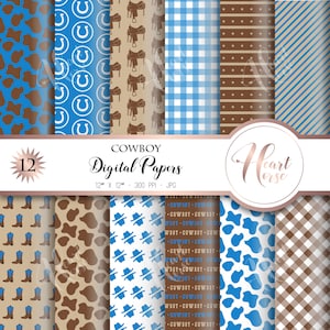 Cowboy digital papers, western backgrounds, rodeo textures, seamless backgrounds, instant download