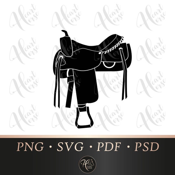 Western saddle svg, saddle silhouette svg, horse riding svg, horse tack svg, equestrian svg