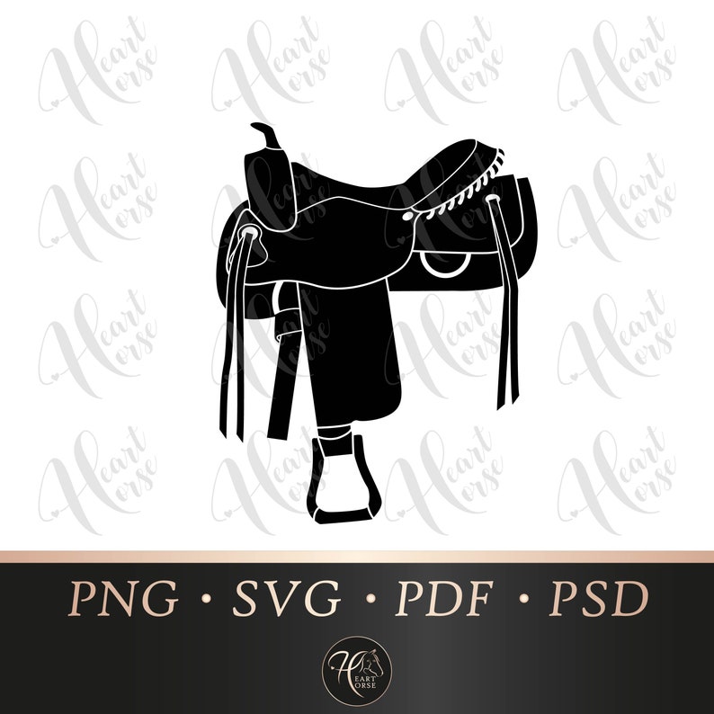 Western saddle svg, saddle silhouette svg, horse riding svg, horse tack svg, equestrian svg image 1