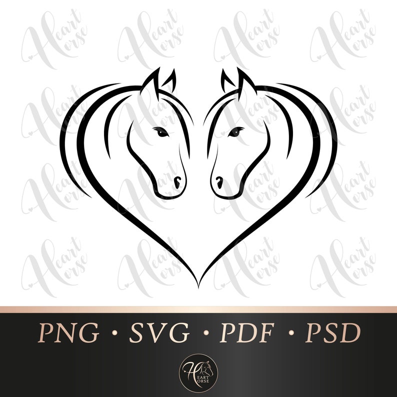 Corazón de caballo svg, caballo de corazón svg, logotipo ecuestre