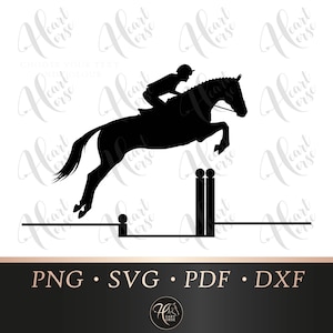 Silhouette de cheval et de saut, clipart d'événement, graphique équestre, image de stock équine