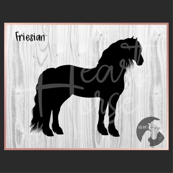 Svg de cheval frison, svg de silhouette de cheval, cheval élève svg, fichier de cricut de cheval