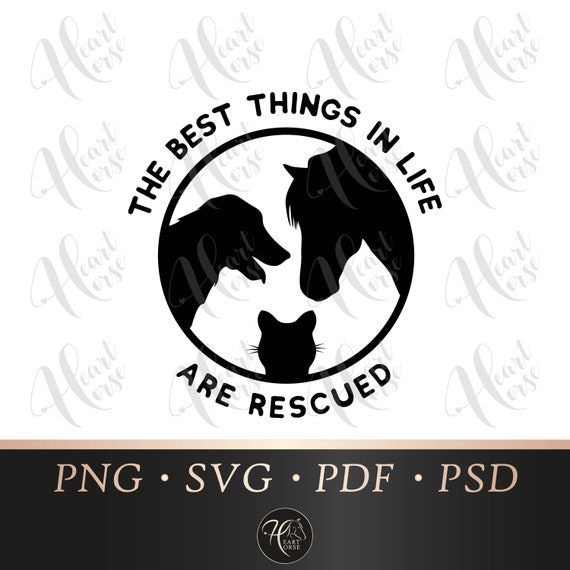 Rescued Animals SVG: Dog, Cat, Horse Design (Digital File)