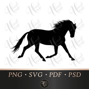 Silhouette de cheval de trot, graphique équestre, clipart équine, fichier de coupe de svg de cheval