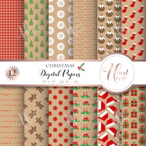 Christmas digital papers, festive backgrounds, xmas textures, holiday backgrounds, instant download