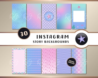 Mermaid Themed Instagram Story backgrounds, ocean insta background, sea images, branding, social media