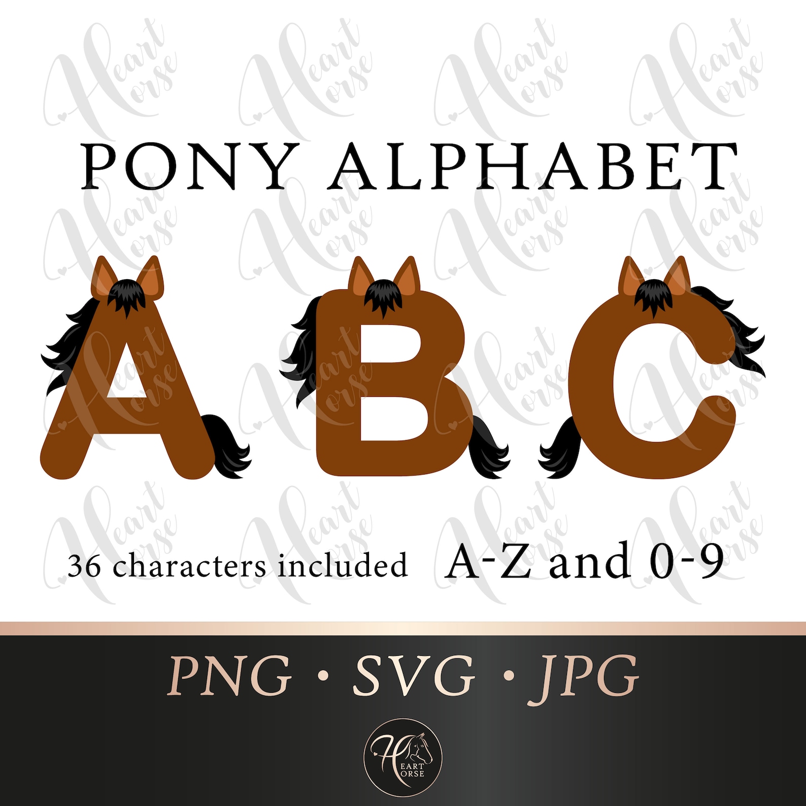 Pony alphabet horse lettering nursery alphabet horse font Etsy