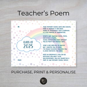 Poema para el profesorado (2025), para alumnos de 6.º de primaria (2025), regalo para estudiantes, poema imprimible, descarga instantánea