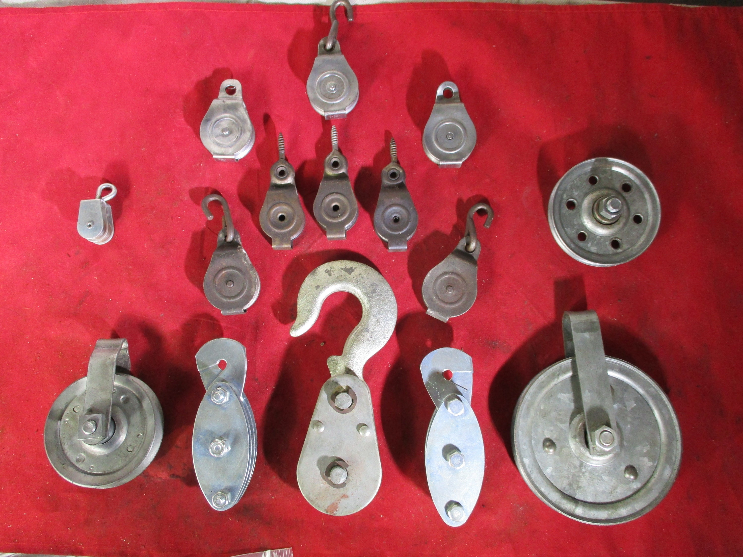Lot of 15 Pulleys. 2 Triple Pulleys. 1 Double Pulley. 1 Large Etsy