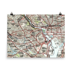 Arlington Virginia & Washington DC kaart (1982) noordelijke VA Atlas poster
