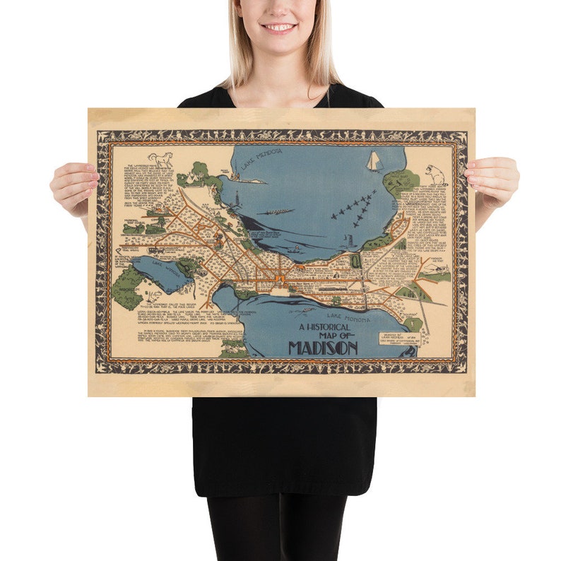 Old Madison WI Map (1924) Vintage Wisconsin Capital City Atlas Poster image 6