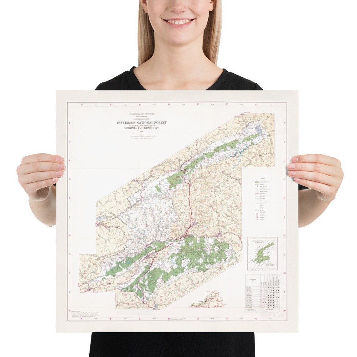 Jefferson National Forest Map 1983 Virginia Woodland Reserve Etsy