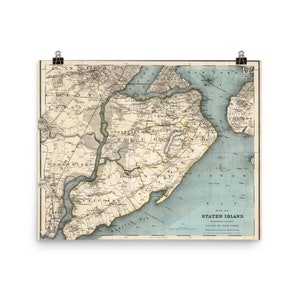 Jahrgang Staten Island Karte (1896) NYC Borough Atlas Poster