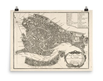 Old Venice Italy Map (1764) Vintage Venezia Atlas Poster