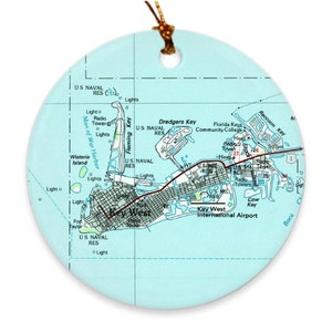 Key West Fl Map (1983) vintage Florida Keys Atlas Ornaments