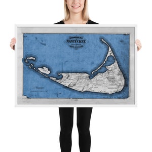 Nantucket Island Map (1869) Old Massachusetts Isles Atlas Framed poster