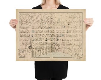 Old Wilmington NC Map (1882) Vintage North Carolina City Atlas Poster
