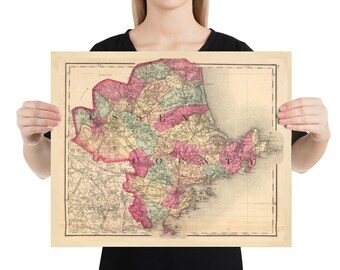 Old Essex County Massachusetts Map (1871) Vintage MA North Shore Atlas Poster