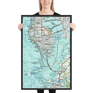 St Petersburg Florida Map (1988) Saint Pete FL Road Atlas Framed poster