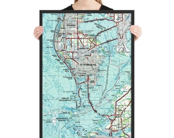 St Petersburg Florida Map (1988) Saint Pete FL Road Atlas Framed poster