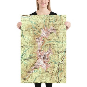 Mount Washington Map (1988) White Mountains of NH Topography Poster