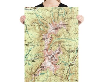Mount Washington Map (1988) White Mountains of NH Topography Poster