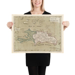 Mapa de la Hispaniola Antigua (1767) Cartel vintage de República Dominicana y Haití Atlas