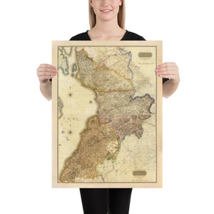 古いスコットランドのエアシャー州の地図 (1832 年) ヴィンテージの南スコットランド地域の地図帳ポスター