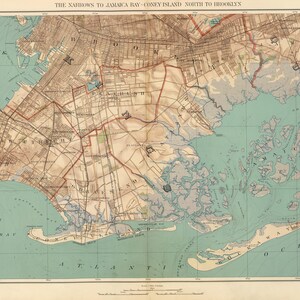 Vintage Jamaica Bay Mappa (1891) Old Brooklyn NY & Rockaway Inlet Image Scarica