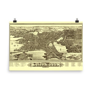 Jahrgang Salem MA Karte (1883) Vogel-Auge-Perspektive-Atlas-Poster