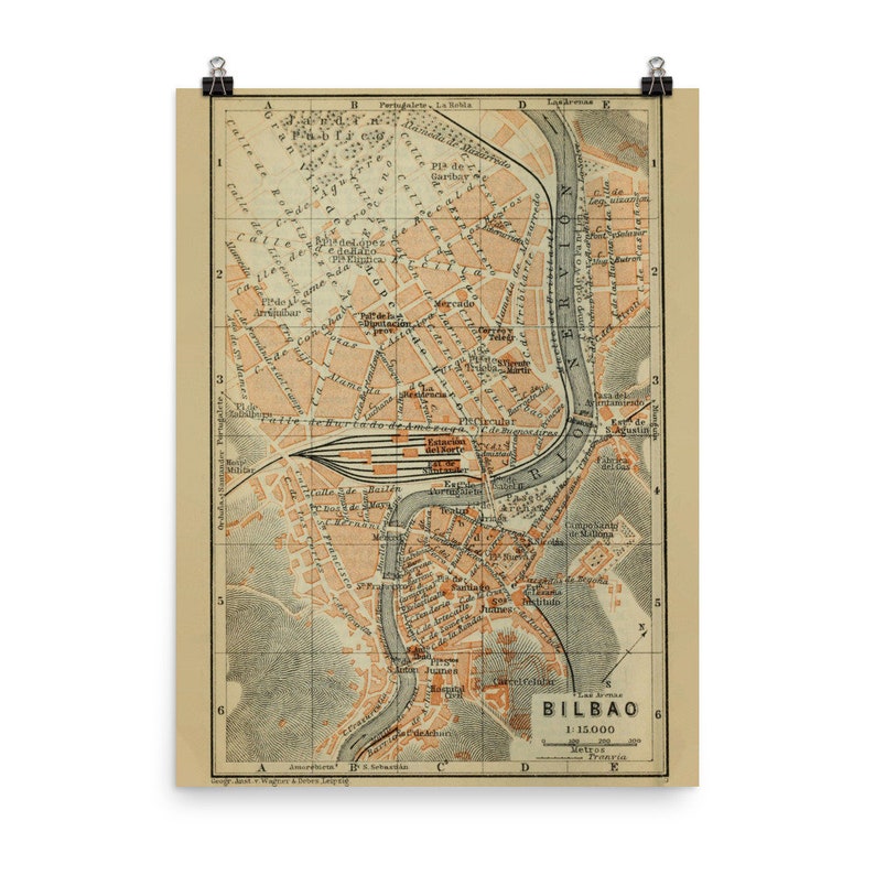 Basque Old Map Bilbao Spain Map (1913) Old Basque City Atlas Poster - Etsy