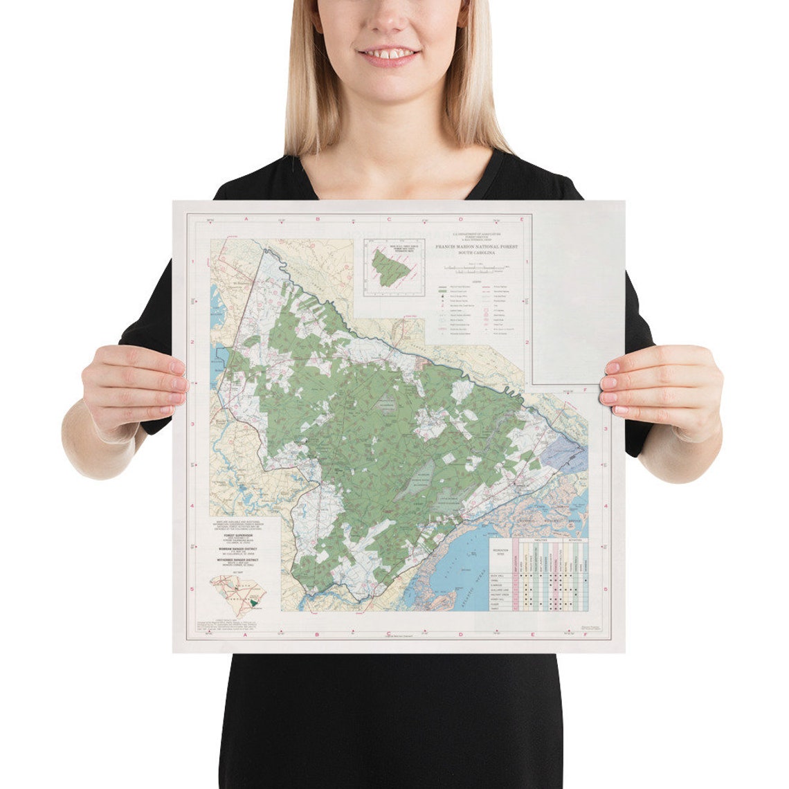 Francis Marion National Forest Map 1981 South Carolina Etsy