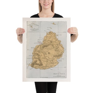 Antiguo mapa de la isla de Mauricio (1862) Vintage Océano Indico Isla Atlas Cartel