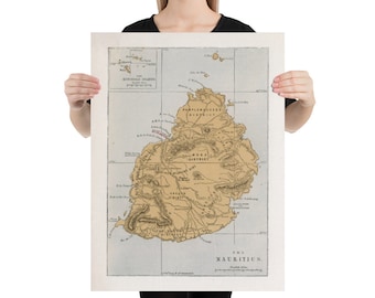 Old Mauritius Island Map (1862) Vintage Indian Ocean Isle Atlas Poster