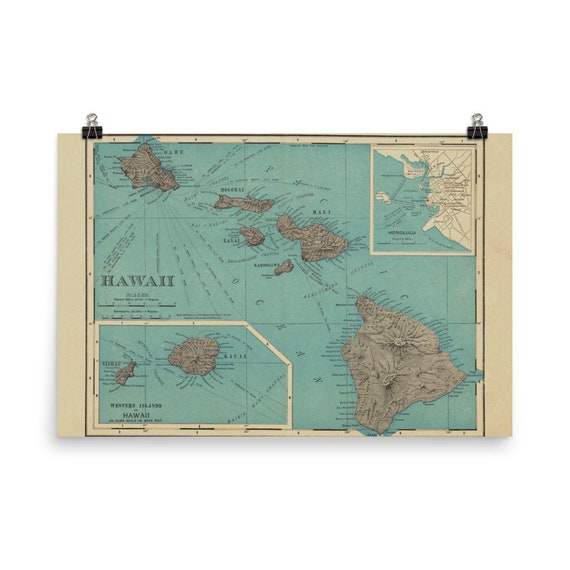 Old Hawaii Map (1897) Vintage Hawaiian Islands Nautical Chart