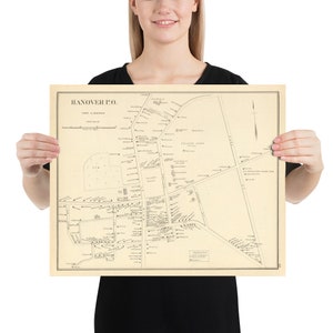 Old Hanover NH Map (1892) Vintage New Hampshire Town & Street Atlas Poster