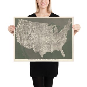 Alte US Relief Karte (1893) Vintage Vereinigte Staaten Topographie Atlas Poster