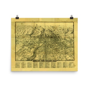 Boulder CO Karte (1909) Old Colorado Birds Eye Atlas Poster