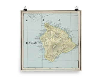 Old Hawaii Island Map (1901) Vintage Big Island Atlas Poster