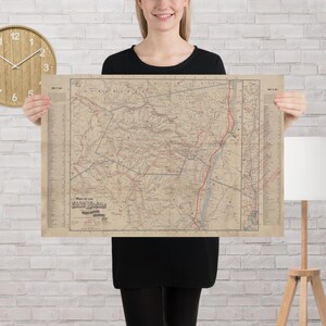 Alte Catsstill Mountains Karte (1887) Vintage Upstate New York Gebirgszug Atlas Poster