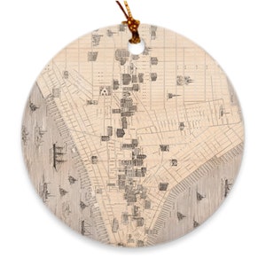 Alte Nyc Monument Karte (1870) Vintage New York City Landmark Atlas Ornamente