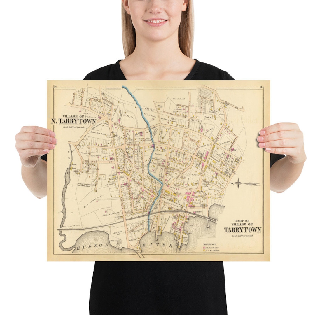 Old Tarrytown NY Map 1881 Vintage Sleepy Hollow New York Atlas Poster Etsy
